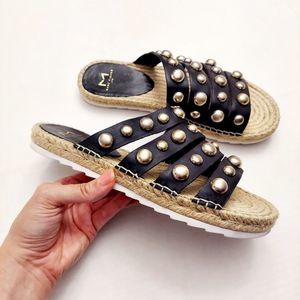 MARC FISHER LTD Brandie Espadrille Studded Slip On Sandals sz 8.5